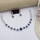 Kavita Art Silver Plated  Adorned with Sparkling American Diamonds Necklace Set