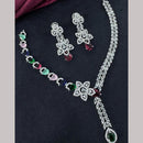 Kavita Art Silver Plated  Adorned with Sparkling American Diamonds Necklace Set