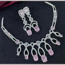 Kavita Art Silver Plated  Adorned with Sparkling American Diamonds Necklace Set