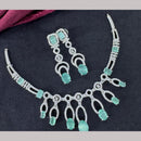 Kavita Art Silver Plated  Adorned with Sparkling American Diamonds Necklace Set