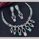 Kavita Art Silver Plated  Adorned with Sparkling American Diamonds Necklace Set