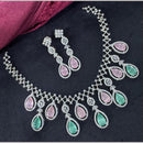 Kavita Art Silver Plated  Adorned with Sparkling American Diamonds Necklace Set