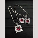 Kavita Art Silver Plated American Diamond Pendant Set