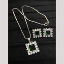Kavita Art Silver Plated American Diamond Pendant Set