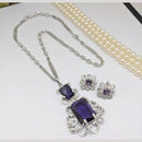 Kavita Art Silver Plated American Diamond Pendant Set