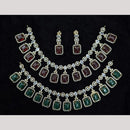 Kavita Art Silver Plated American Diamond And Pearl Necklace Set