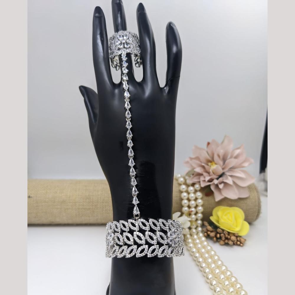 Kavita Art Silver Plated American Diamond Hand Harness for Women