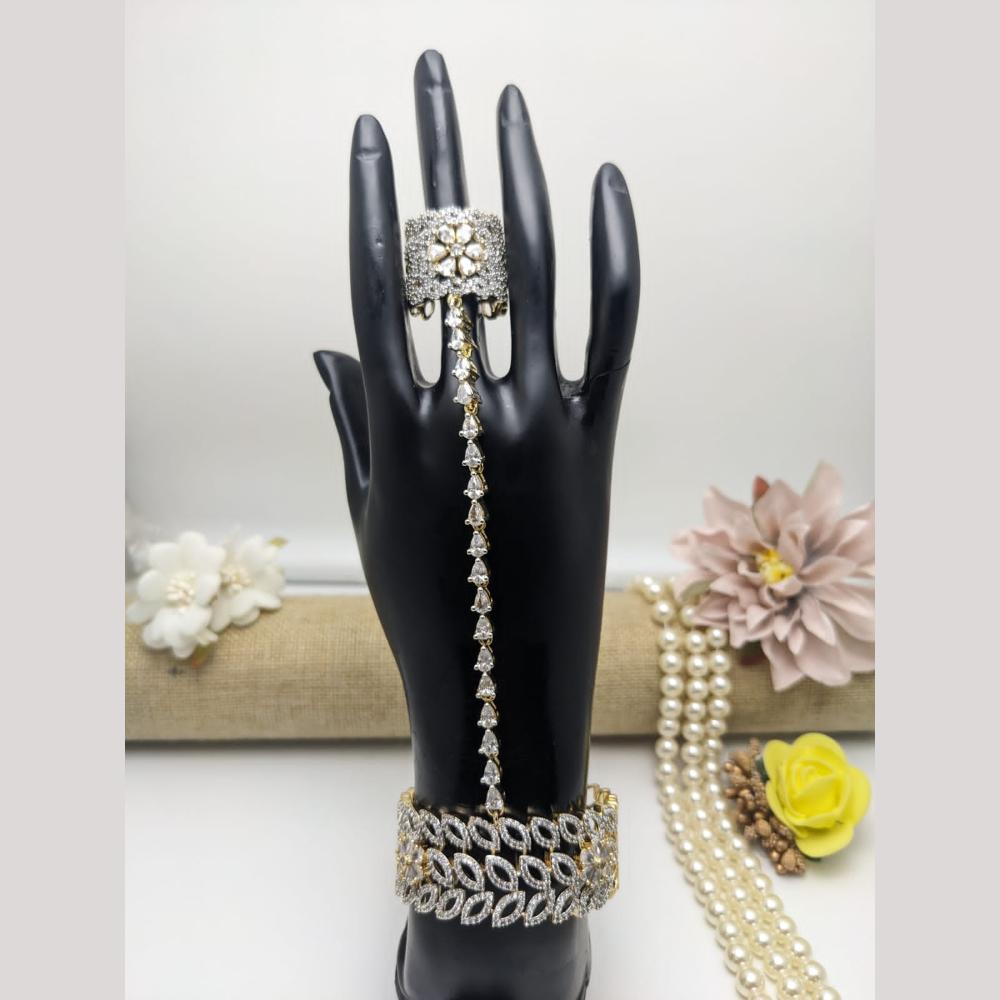 Kavita Art Gold Plated American Diamond Hand Harness for Women