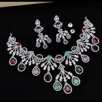 Kavita Art Silver Plated American Diamond Necklace Set