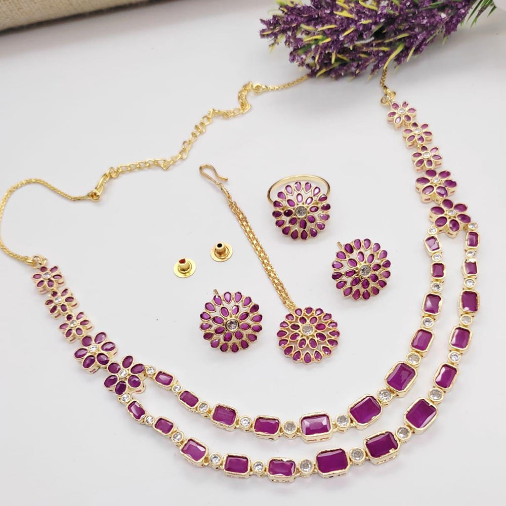 Kavita Art Gold Plated Crystal Stone Necklace Set