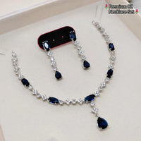 Kavita Art Silver Plated American Diamond Necklace Set