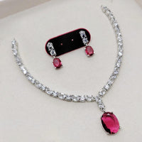 Kavita Art Silver Plated American Diamond Necklace Set