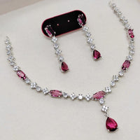 Kavita Art Silver Plated American Diamond Necklace Set