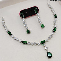 Kavita Art Silver Plated American Diamond Necklace Set