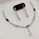 Kavita Art Silver Plated American Diamond Necklace Set