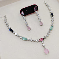 Kavita Art Silver Plated American Diamond Necklace Set