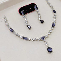 Kavita Art Silver Plated American Diamond Necklace Set