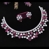 Kavita Art Silver Plated American Diamond Necklace Set