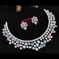 Kavita Art Silver Plated American Diamond Necklace Set