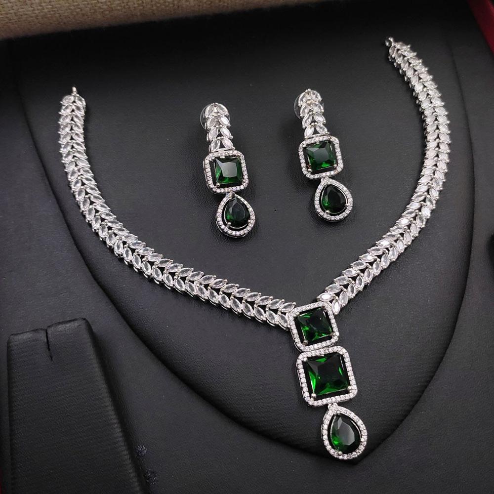 Kavita Art Silver Plated American Diamond Necklace Set