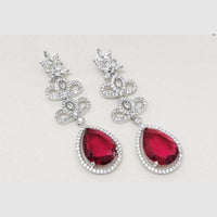 Kavita Art Silver Plated American Diamonds Dangler Earrings