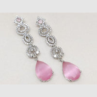 Kavita Art Silver Plated American Diamonds Dangler Earrings