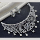 Kavita Art Silver Plated American Diamond Choker Necklace Set