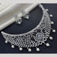 Kavita Art Silver Plated American Diamond Choker Necklace Set