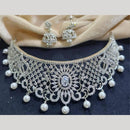 Kavita Art Silver Plated American Diamond Choker Necklace Set