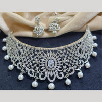 Kavita Art Silver Plated American Diamond Choker Necklace Set