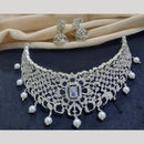 Kavita Art Silver Plated American Diamond Choker Necklace Set