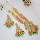 Kavita Art Gold Plated Kundan Stone Pearl And Beads Meenakari Long Necklace Set