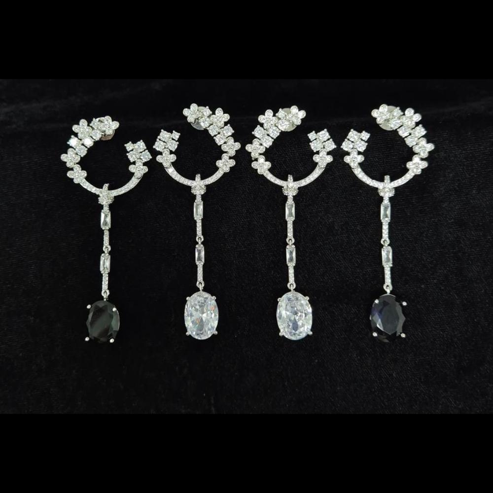 Kavita Art Silver Plated American Diamonds Dangler Earrings