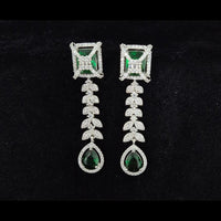 Kavita Art Silver Plated American Diamonds Dangler Earrings