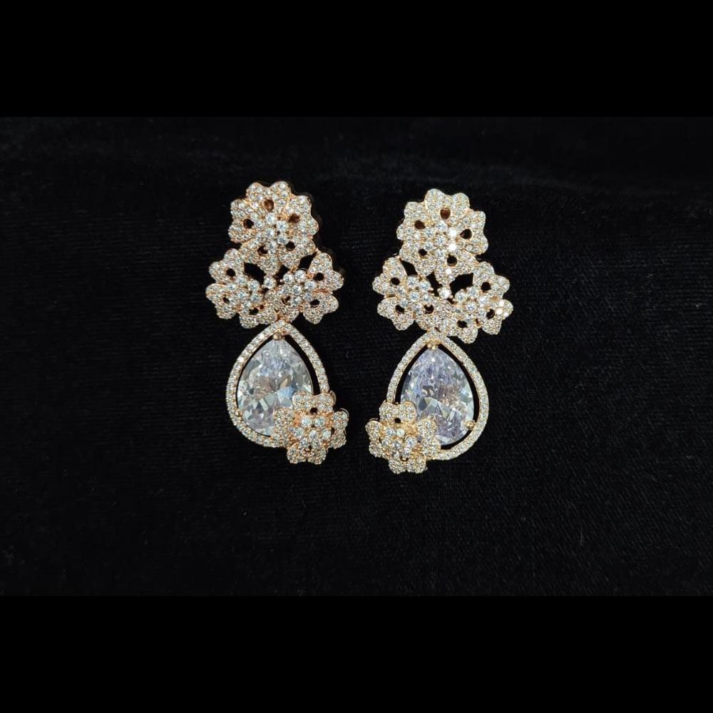 Kavita Art Gold Plated American Diamonds Dangler Earrings