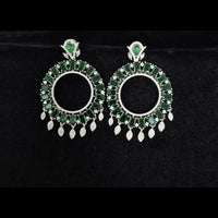Kavita Art Silver Plated American Diamonds Dangler Earrings