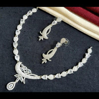Kavita Art Silver Plated American Diamond Necklace Set