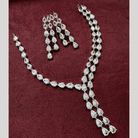 Kavita Art Silver Plated American Diamond Long Necklace Set
