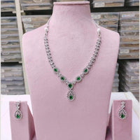 Kavita Art Silver Plated American Diamond Necklace Set
