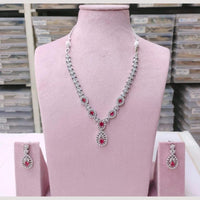 Kavita Art Silver Plated American Diamond Necklace Set