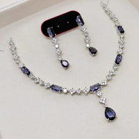 Kavita Art Silver Plated American Diamond Necklace Set