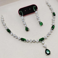 Kavita Art Silver Plated American Diamond Necklace Set