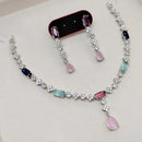 Kavita Art Silver Plated American Diamond Necklace Set