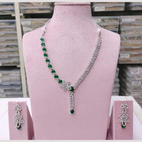 Kavita Art Silver Plated American Diamond Necklace Set