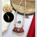Kavita Art Gold Plated Kundan Stone Pearl And Beads Meenakari Long Necklace Set