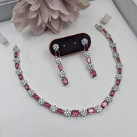 Kavita Art Silver Plated American Diamond Necklace Set