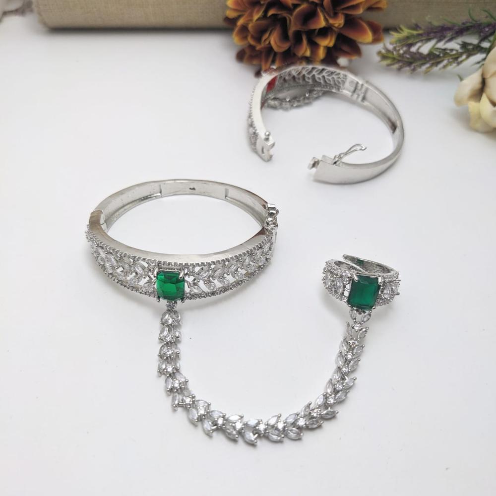 Kavita Art Silver Plated American Diamond Hand Harness for Women