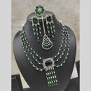 Kavita Art Silver Plated American Diamond Necklace Set With Ring