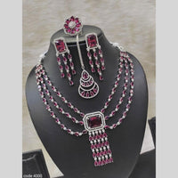 Kavita Art Silver Plated American Diamond Necklace Set With Ring