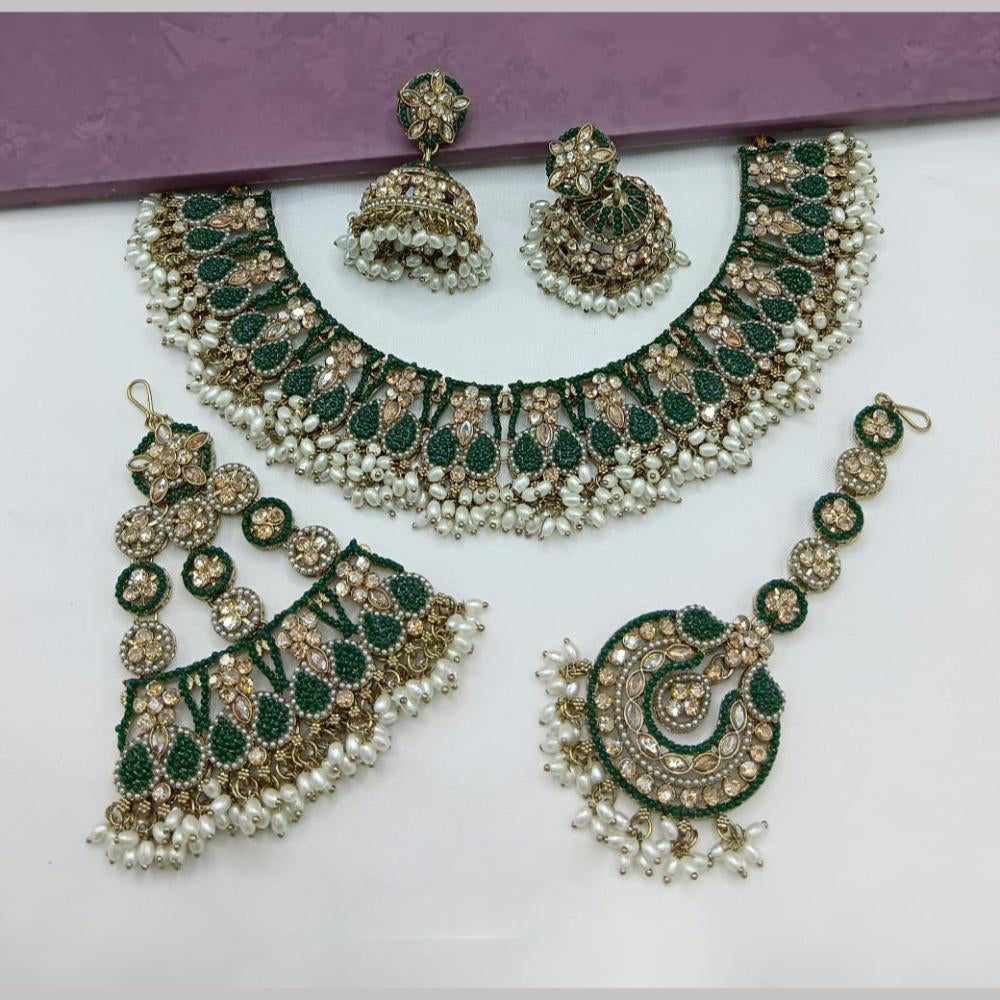 Kavita Art Gold Plated Crystal Stone And Pearl Necklace Set 